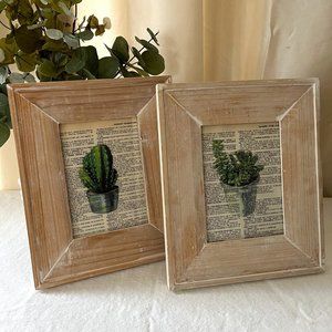 Succulent plant print on dictionary paper, set of 2